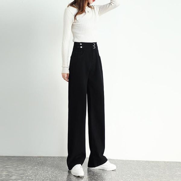 women's pants & capris spring elegant female casual black loose office ladies high waist suit pant women korean fashion full-length tro, Black;white
women's pants & capris spring elegant female casual black loose office ladies high waist suit pant women korean fashion full-length tro, Black;white