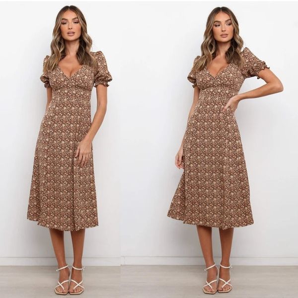 2021 summer new selling deep v short sleeves close waist thin printed jumpsuit long skirt for women, White
2021 summer new selling deep v short sleeves close waist thin printed jumpsuit long skirt for women, White