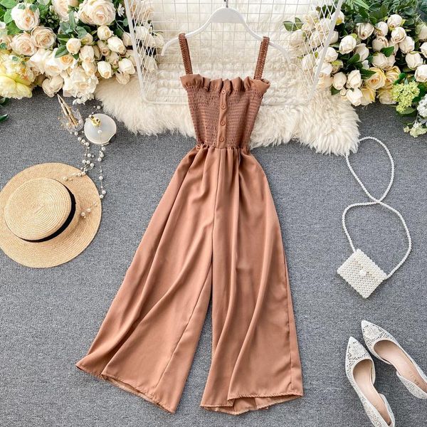 women's jumpsuits & rompers teeuiear 2021 boho slim button spaghetti strap summer full length jumpsuit women elastic playsuit beach hol, Black;white
women's jumpsuits & rompers teeuiear 2021 boho slim button spaghetti strap summer full length jumpsuit women elastic playsuit beach hol, Black;white