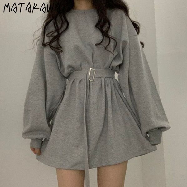 matakawa casual versatile long sleeve o-neck loose sweater dress korea autumn waistband lace up t-shirt dresses for women 210513, Black;gray
matakawa casual versatile long sleeve o-neck loose sweater dress korea autumn waistband lace up t-shirt dresses for women 210513, Black;gray