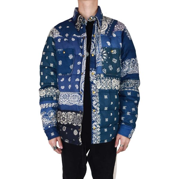 fahiondemon kapital vintage stitching ancient cloth cashew flower down shirt coat cotton padded jacket tide non visvim, White;black 
fahiondemon kapital vintage stitching ancient cloth cashew flower down shirt coat cotton padded jacket tide non visvim, White;black