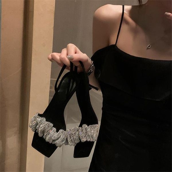 dress shoes summer square toe women sandals thin heels ankle buckle strap lady pumps crystal rhinestone party, Black
dress shoes summer square toe women sandals thin heels ankle buckle strap lady pumps crystal rhinestone party, Black