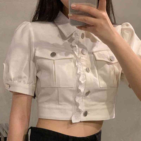 women's blouses & shirts deeptown female white shirt button up korean style harvest summer short sleeve ulzzang kpop lace vest shreds c
women's blouses & shirts deeptown female white shirt button up korean style harvest summer short sleeve ulzzang kpop lace vest shreds c