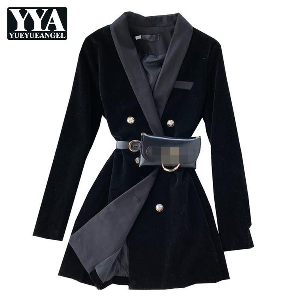 women velvet blazer v-neck double-breasted sashes mid-length jacket lady england style vintage suit a-line dress high waist women's sui, White;black
women velvet blazer v-neck double-breasted sashes mid-length jacket lady england style vintage suit a-line dress high waist women's sui, White;black