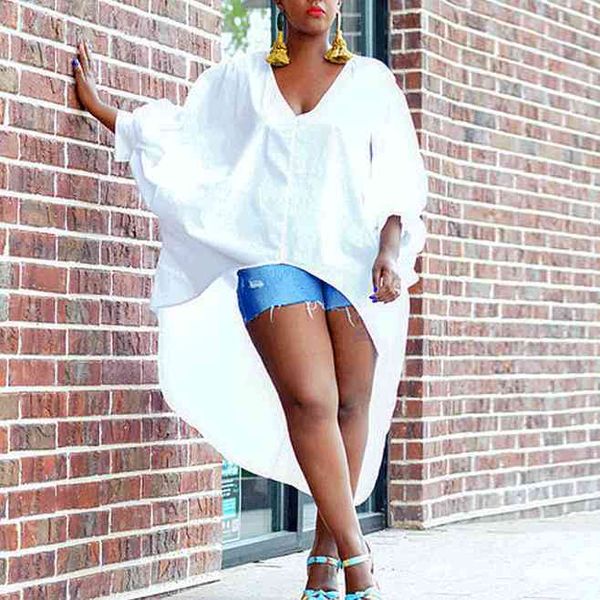 women's knits & tees women blouse shirt v neck high low batwing sleeves oversized loose casual fashion summer plus size ladie, White
women's knits & tees women blouse shirt v neck high low batwing sleeves oversized loose casual fashion summer plus size ladie, White