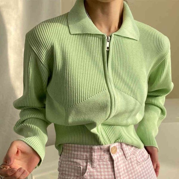 women's knits & tees suéter feminino com gola virada para outono, novo suéter solto de zÃper duplo manga longa mulheres, cardigã, White
women's knits & tees suéter feminino com gola virada para outono, novo suéter solto de zÃper duplo manga longa mulheres, cardigã, White