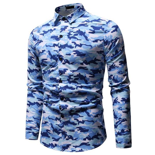 men's casual shirts blue camouflage long sleeve shirt polyester cotton slim business formal autumn outdoor wild blouse, White;black
men's casual shirts blue camouflage long sleeve shirt polyester cotton slim business formal autumn outdoor wild blouse, White;black