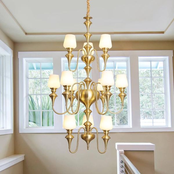chandeliers american staircase long copper chandelier three-layer led glass hanging lamps villa duplex building high lighting
chandeliers american staircase long copper chandelier three-layer led glass hanging lamps villa duplex building high lighting