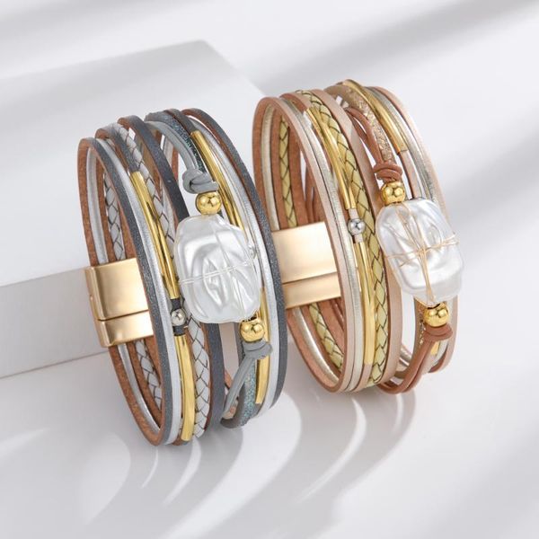 charm bracelets baroque pearl woven multilayer women bracelet fashion shell jewelry accessories magnetic bangle gift for girlfriend, Golden;silver
charm bracelets baroque pearl woven multilayer women bracelet fashion shell jewelry accessories magnetic bangle gift for girlfriend, Golden;silver
