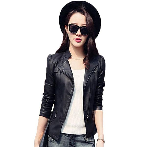 women's leather & faux jacket ladies spring autumn korean slim large size short coat black pu motorcycle clothing a67
women's leather & faux jacket ladies spring autumn korean slim large size short coat black pu motorcycle clothing a67