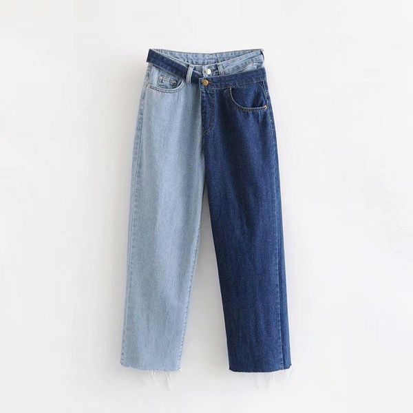 women's jeans women loose high waist wide leg for chic patchwork two pieces straight jean female pants trousers streetwear wj166, Blue
women's jeans women loose high waist wide leg for chic patchwork two pieces straight jean female pants trousers streetwear wj166, Blue