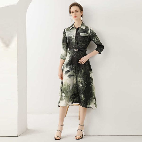 summer high-end temperament female retro elegant ink printing turn down collar casual dress 210531, Black;gray
summer high-end temperament female retro elegant ink printing turn down collar casual dress 210531, Black;gray