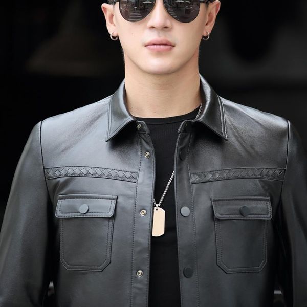 men's leather & faux men genuine bomber jacket sheepskin coats short slim motocycle outwear plus size 2806 mf529, Black
men's leather & faux men genuine bomber jacket sheepskin coats short slim motocycle outwear plus size 2806 mf529, Black