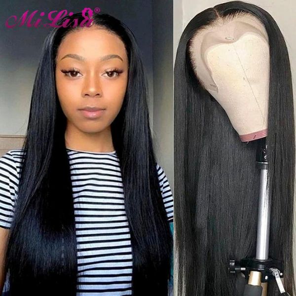 lace wigs 13x6 frontal wig bone straight human hair for black women front mi lisa 30 inch closure, Black;brown