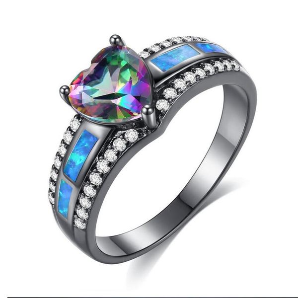 size 6/7/8/9 handmade vintage jewelry 10kt black gold fill heart shape rianbow opal cz diamond party eternity women wedding engagement band, Slivery;golden
size 6/7/8/9 handmade vintage jewelry 10kt black gold fill heart shape rianbow opal cz diamond party eternity women wedding engagement band, Slivery;golden