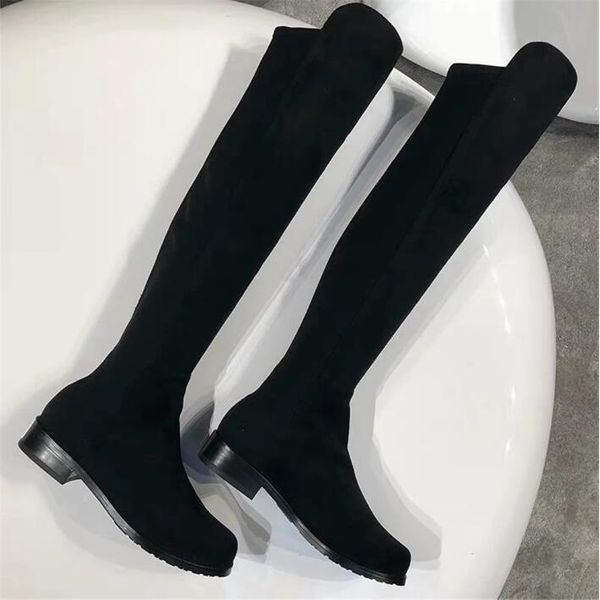 boots luxury designer women's high over-the-knee flock hoof heels fashion ladies shoes leather, Black
boots luxury designer women's high over-the-knee flock hoof heels fashion ladies shoes leather, Black