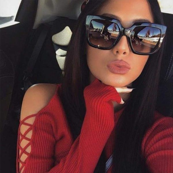 fashion black big frame square sunglasses woman brand gradient shades for women retro eyewear uv400, White;black
fashion black big frame square sunglasses woman brand gradient shades for women retro eyewear uv400, White;black