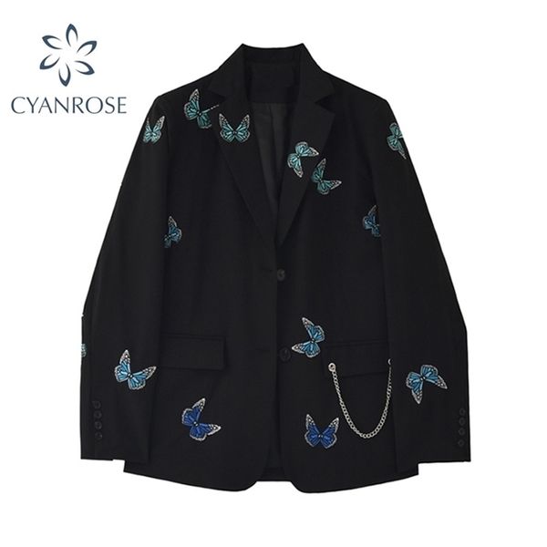 autumn winter women blazer long sleeve coat korean style vintage gothic harajuku casual pockets black jackets notched outerwear 210515, White;black
autumn winter women blazer long sleeve coat korean style vintage gothic harajuku casual pockets black jackets notched outerwear 210515, White;black
