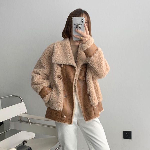 women's fur & faux women winter thick warm real lamb short motorcycle coats female korean fashion lapel long sleeve suede lambs jacket, Black
women's fur & faux women winter thick warm real lamb short motorcycle coats female korean fashion lapel long sleeve suede lambs jacket, Black