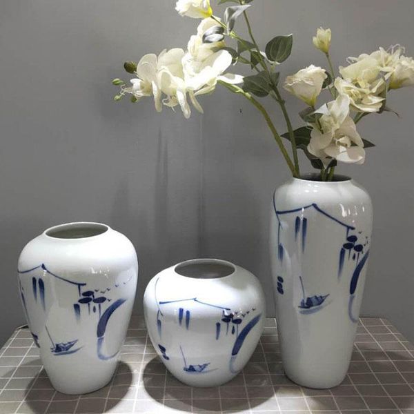 vases unique handcraft ink paint blue and white flower vase ornaments arrangement entrance home decoration
vases unique handcraft ink paint blue and white flower vase ornaments arrangement entrance home decoration