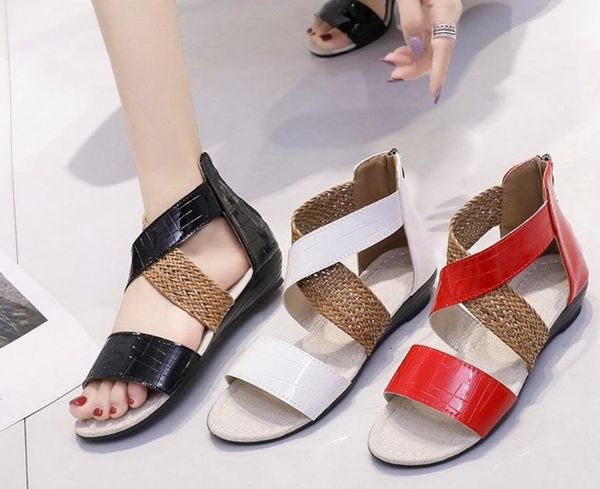 fashion women sandals summer flats slides shoes zipper leather flat wedge bech, Black
fashion women sandals summer flats slides shoes zipper leather flat wedge bech, Black