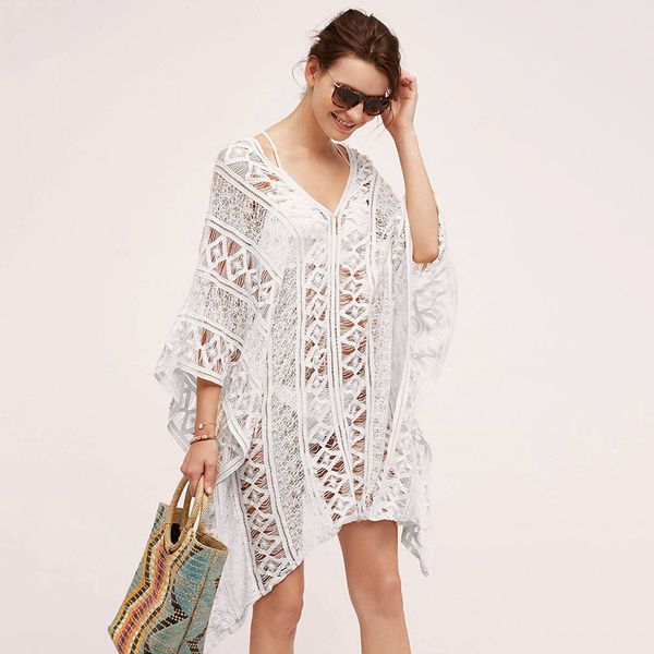cotton hollowed out t-shirt spring holiday loose bikini with swimsuit cover up and beach sunscreen, White;black
cotton hollowed out t-shirt spring holiday loose bikini with swimsuit cover up and beach sunscreen, White;black