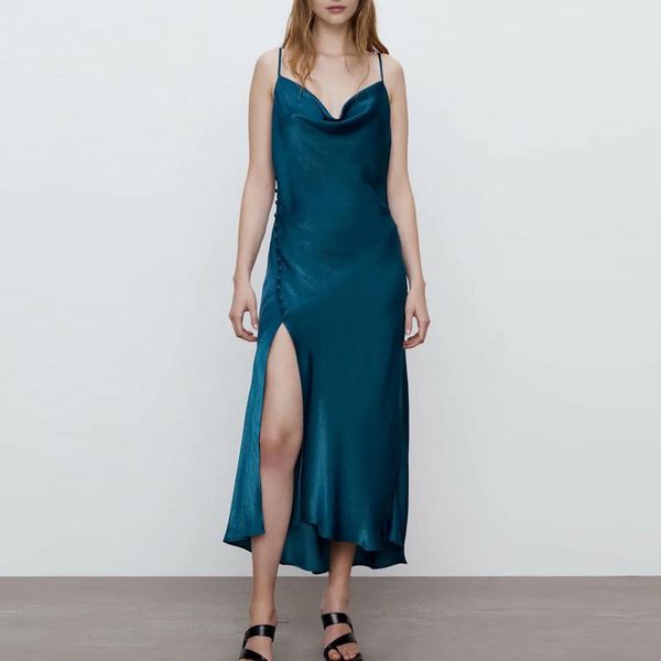 casual dresses kumsvag 2021 summer women dress solid spaghetti strap split fork side buttons female elegant party vestidos wf61940, Black;gray
casual dresses kumsvag 2021 summer women dress solid spaghetti strap split fork side buttons female elegant party vestidos wf61940, Black;gray