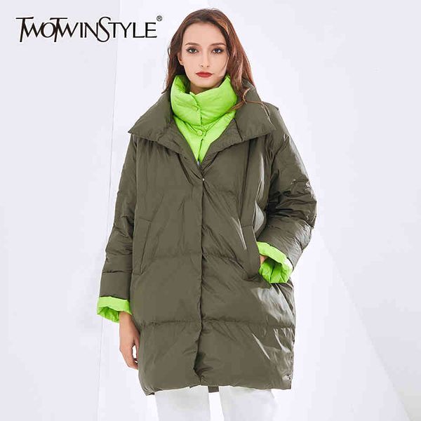 mid length casual cotton coat for women lapel long sleeve hit color korean parkas female winter fashion clothing 210524, Black
mid length casual cotton coat for women lapel long sleeve hit color korean parkas female winter fashion clothing 210524, Black