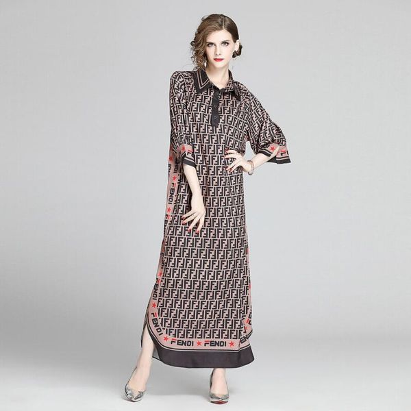 long dress women elegant robe spring fall lettered printed beach dresses boho casual party shirt collar loose maxi, Black;gray
long dress women elegant robe spring fall lettered printed beach dresses boho casual party shirt collar loose maxi, Black;gray