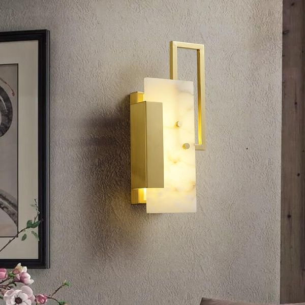 wall lamp modern light luxury copper marble simple living room bedroom bedside background