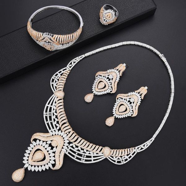 earrings & necklace luxury drop hollow sets bangle ring fashion jewelry set bridal for women african wedding, Silver
earrings & necklace luxury drop hollow sets bangle ring fashion jewelry set bridal for women african wedding, Silver