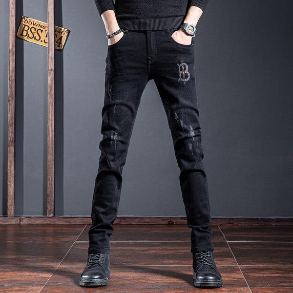 men's jeans korea version men noble black scratches jeans, slim jeans,light luxury embroidery stylish jeans;, Blue
men's jeans korea version men noble black scratches jeans, slim jeans,light luxury embroidery stylish jeans;, Blue