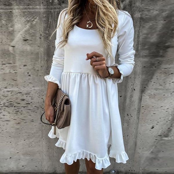 casual dresses shyloli ruffles hem and cuff women dress o-neck pleated long sleeves solid mini a-line vestidos female autumn 2021, Black;gray
casual dresses shyloli ruffles hem and cuff women dress o-neck pleated long sleeves solid mini a-line vestidos female autumn 2021, Black;gray