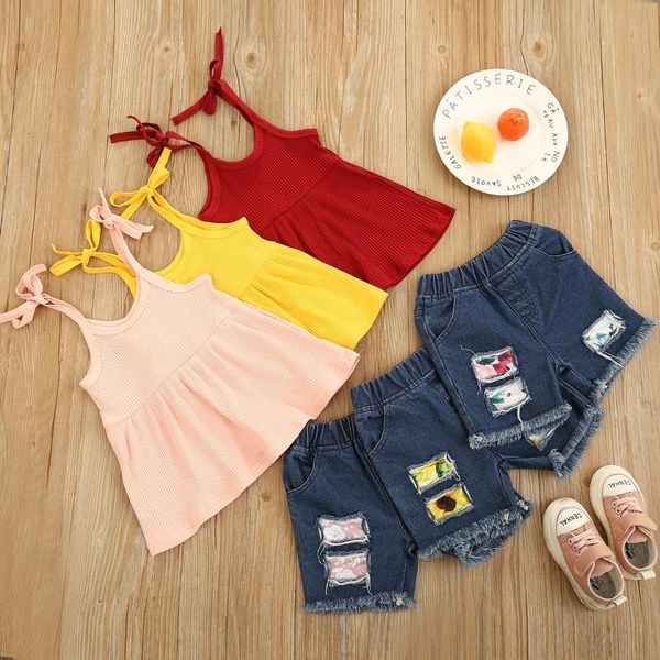 summer 2021 toddler baby girls clothes set camisole lace up tank ripped jeans elastic waist fashion kids clothing sets, White
summer 2021 toddler baby girls clothes set camisole lace up tank ripped jeans elastic waist fashion kids clothing sets, White