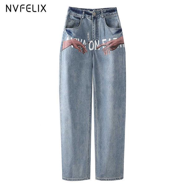 high waist jeans women's pants mom printed jeans loose wide leg straight pants traf fashion denim streetwear trousers for female 210616, Blue
high waist jeans women's pants mom printed jeans loose wide leg straight pants traf fashion denim streetwear trousers for female 210616, Blue