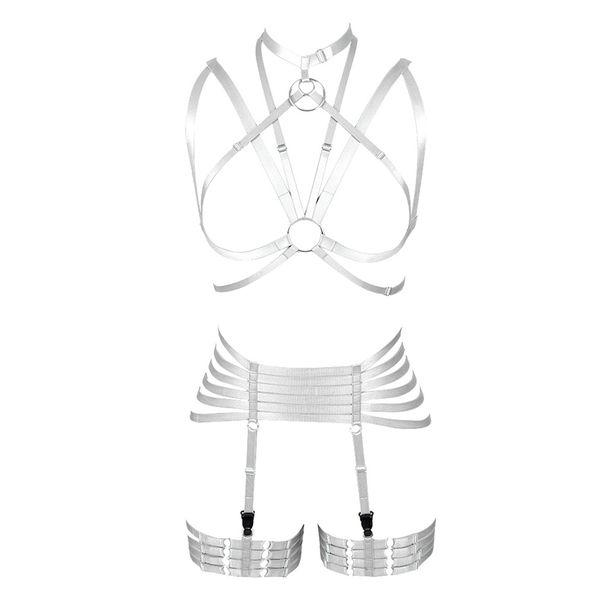 white harness bra elastic adjust plus size cage bra full body bondage strappy garters belt lingerie set gothic rave wear, Black;white
white harness bra elastic adjust plus size cage bra full body bondage strappy garters belt lingerie set gothic rave wear, Black;white