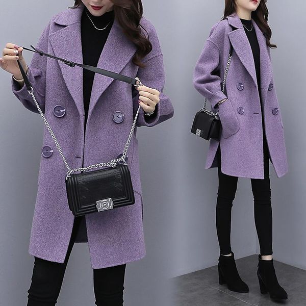 women's wool & blends women 2021 autumn winter loose woolen coats female casual long sleeve double breasted outwear elegant overcoats z, Black
women's wool & blends women 2021 autumn winter loose woolen coats female casual long sleeve double breasted outwear elegant overcoats z, Black