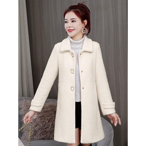 women's wool & blends high-quality woolen coat autumn and winter all-match temperament mid-length thickened gold mink velvet, Black
women's wool & blends high-quality woolen coat autumn and winter all-match temperament mid-length thickened gold mink velvet, Black