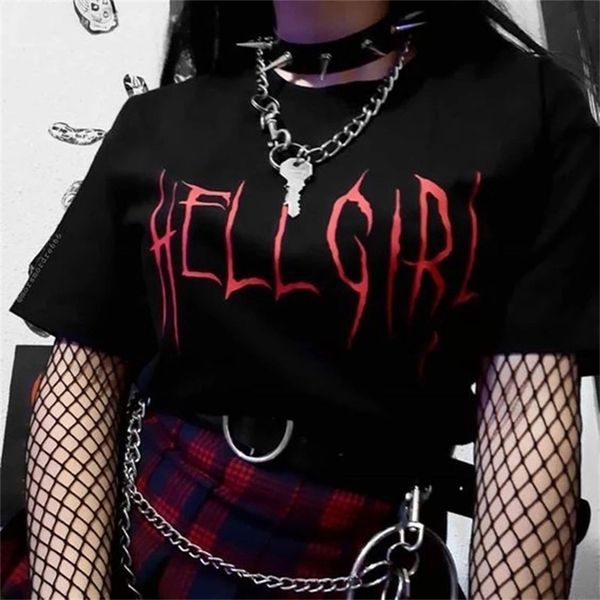 hell girl dark letter t-shirt women's loose half sleeve bf summer european punk fashion hippop tees 210512, White
hell girl dark letter t-shirt women's loose half sleeve bf summer european punk fashion hippop tees 210512, White