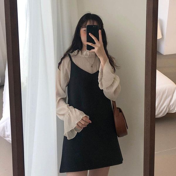 casual dresses spring autumn korea fashion two-piece women's clothing flare long sleeve chiffon blouse black causal loose hipster, Black;gray
casual dresses spring autumn korea fashion two-piece women's clothing flare long sleeve chiffon blouse black causal loose hipster, Black;gray