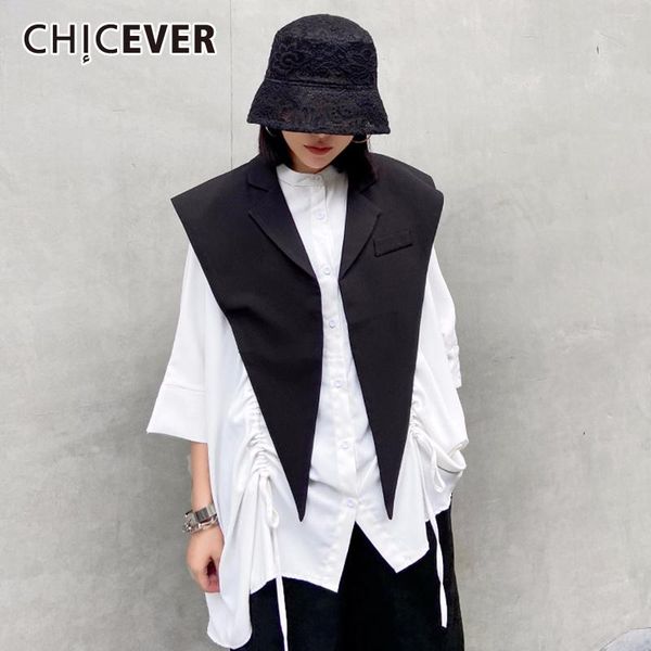 women's vests chicever irregular lapel collar tank sleeveless high waist size casual vest for female summer fashion 2021, Black;white
women's vests chicever irregular lapel collar tank sleeveless high waist size casual vest for female summer fashion 2021, Black;white