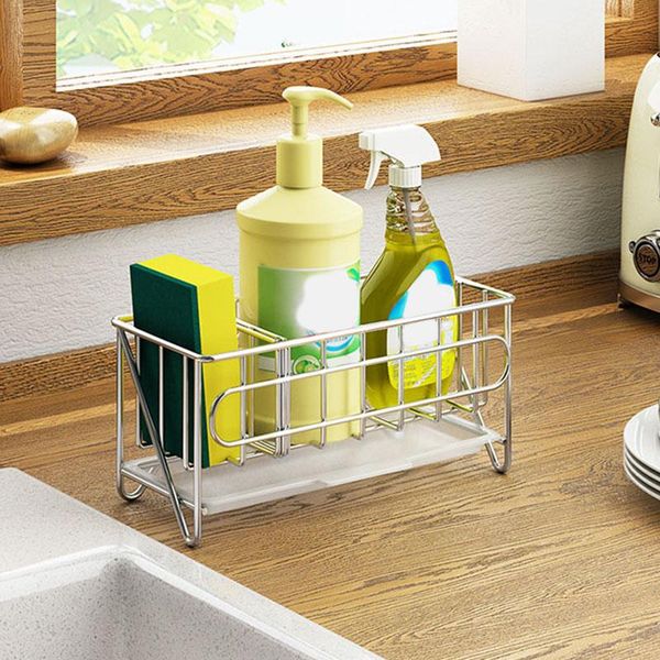 sink caddy organizer countersponge brush soap holder with drain pan stainless steel for kitchen storage & organization
sink caddy organizer countersponge brush soap holder with drain pan stainless steel for kitchen storage & organization