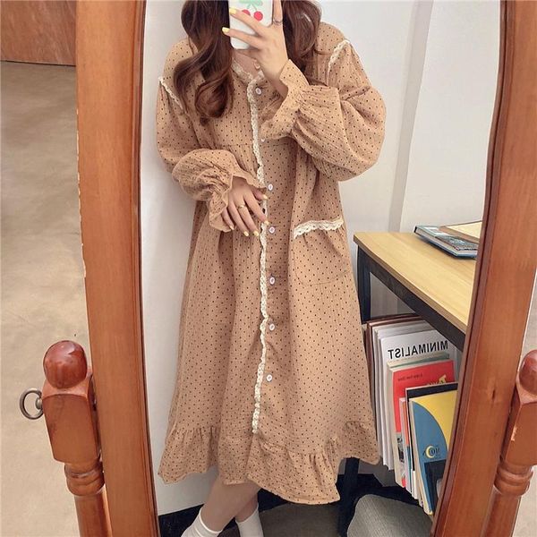 women's sleepwear lacework polka dot vitnage nightgowns women homewear dress long sleeve soft 100% cotton nightdress home clothes y187, Black;red
women's sleepwear lacework polka dot vitnage nightgowns women homewear dress long sleeve soft 100% cotton nightdress home clothes y187, Black;red