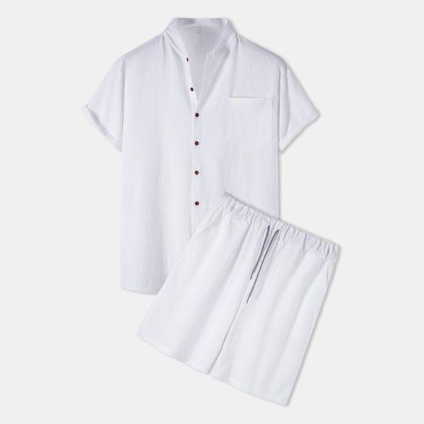 men's tracksuits 2021 summer men set shirts and shorts ployster fabric solid striped half sleeve elastic knee-length baggy casual cloth, Gray
men's tracksuits 2021 summer men set shirts and shorts ployster fabric solid striped half sleeve elastic knee-length baggy casual cloth, Gray