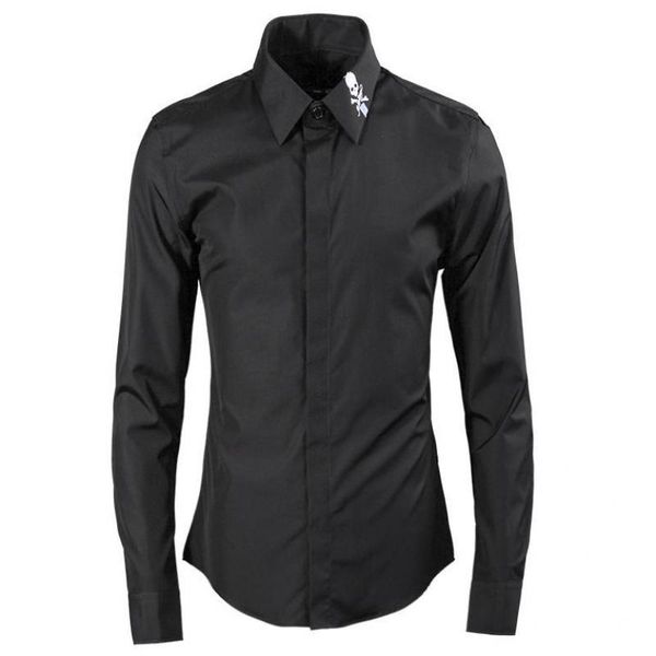 men's casual shirts mens luxury skull embroidery long sleeve dress plus size 4xl fashion cotton man, White;black
men's casual shirts mens luxury skull embroidery long sleeve dress plus size 4xl fashion cotton man, White;black