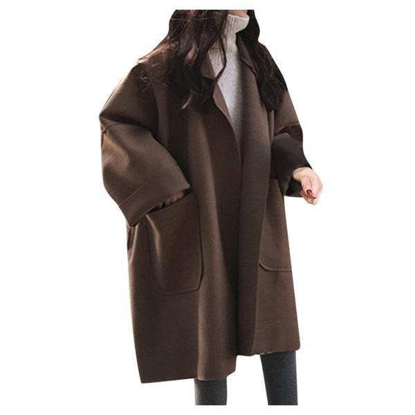 women's wool & blends 2021 elegant winter women long coat jacket ladies solid sleeve pocket cardigan casual loose sweater coats trench, Black
women's wool & blends 2021 elegant winter women long coat jacket ladies solid sleeve pocket cardigan casual loose sweater coats trench, Black