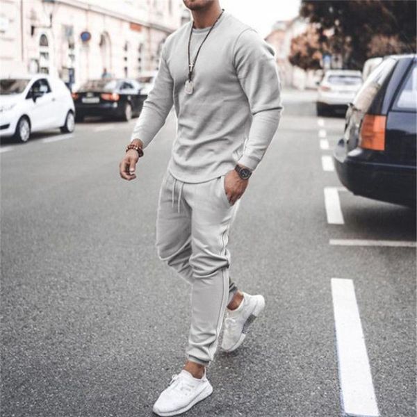 men's tracksuits 2021 spring and autumn suit european american trend round neck long sleeve youth casual sportswear, Gray
men's tracksuits 2021 spring and autumn suit european american trend round neck long sleeve youth casual sportswear, Gray