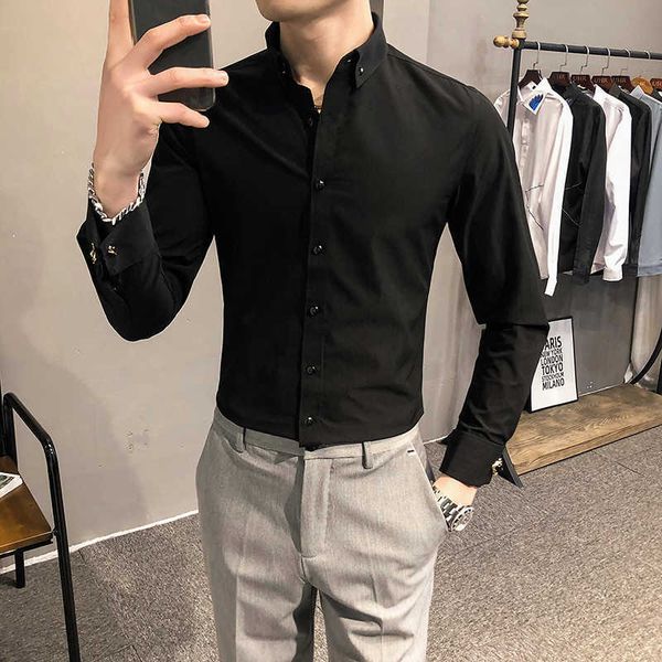 cufflinks shirts men long sleeve slim fit dress shirts male business casual shirt chemise homme streetwear social blouse white 210527, White;black
cufflinks shirts men long sleeve slim fit dress shirts male business casual shirt chemise homme streetwear social blouse white 210527, White;black
