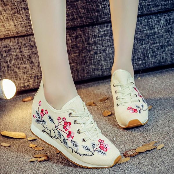 dress shoes womens chinese embroidery flowers lace up increased heels sneaker chic canvas pumps c12, Black
dress shoes womens chinese embroidery flowers lace up increased heels sneaker chic canvas pumps c12, Black