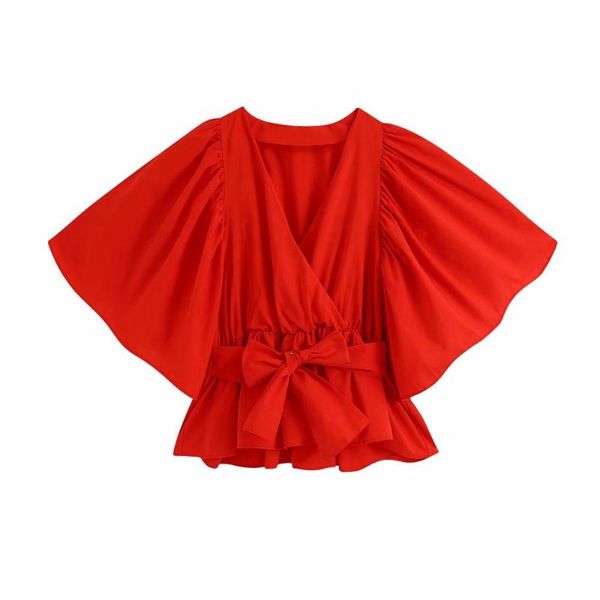 women's blouses & shirts women vintage cross v neck bow tied sashes casual red smock blouse ladies pleats butterfly sleeve chic kimono, White
women's blouses & shirts women vintage cross v neck bow tied sashes casual red smock blouse ladies pleats butterfly sleeve chic kimono, White